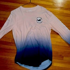 Hollister fade long sleeve T-shirt. Pink to Blue faded Medium